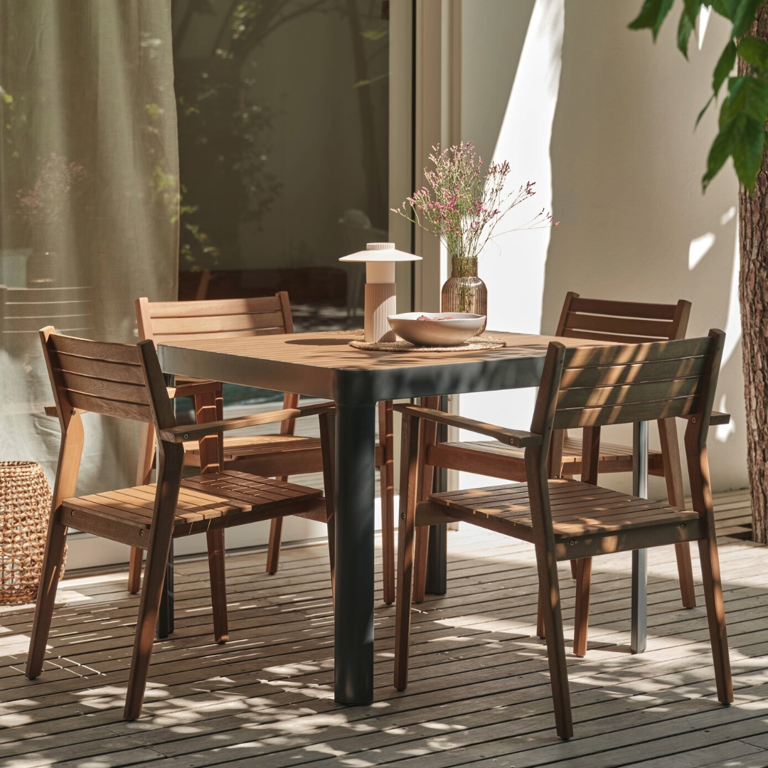 SIRDAL garden table and HAMRA garden chairs