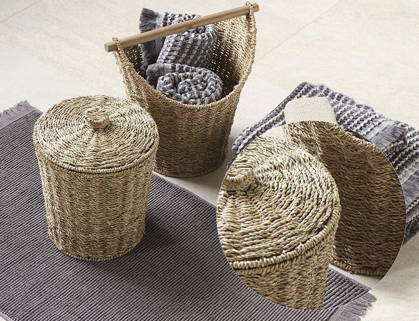 VEGBY toilet roll holder and toilet bin made from seagrass Toilet roll holder and toilet bin made from seagrass