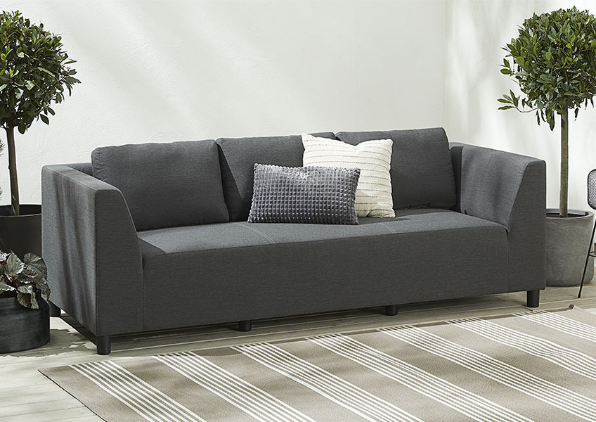 3 persons all-weather lounge sofa in dark grey 