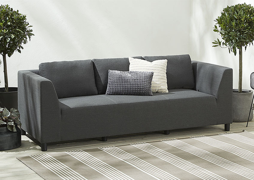 ODDE 3 persons lounge sofa in dark grey 3 persons all-weather lounge sofa in dark grey
