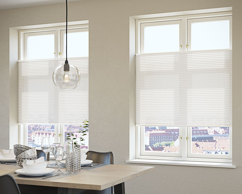 Pleated blinds in a dining room