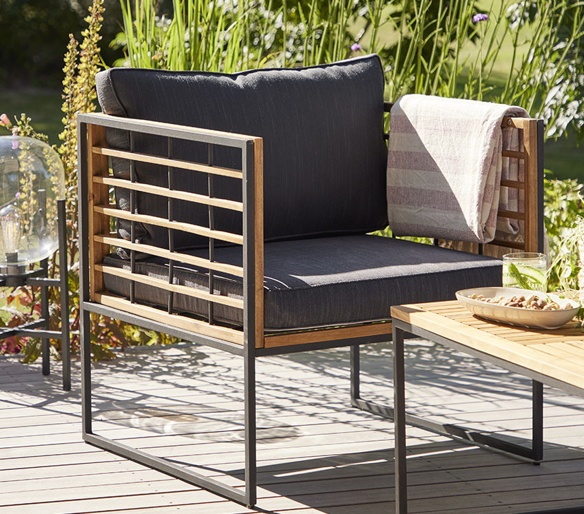 Garden lounge chair on a sunny patio